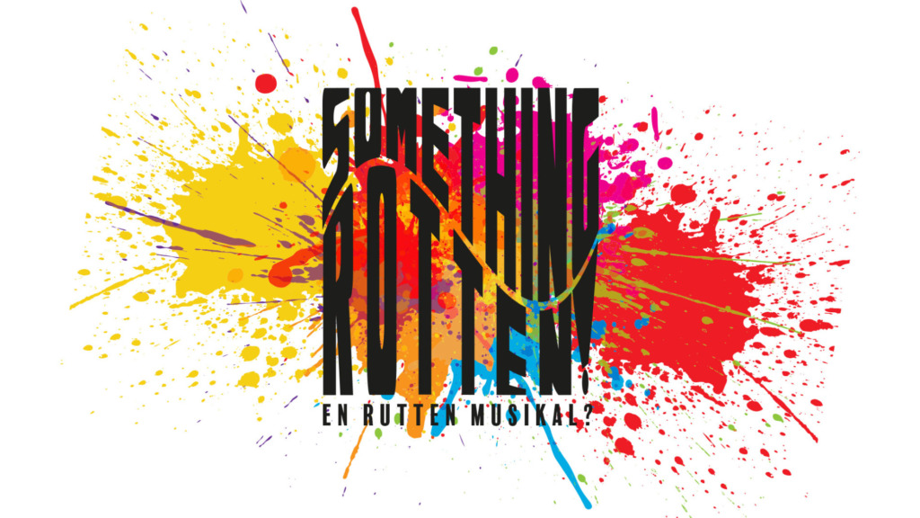 Something Rotten!-logo. En mängd färgfläckar på en vit bakgrund. Texten 